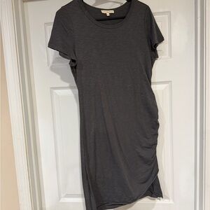 Casual Charcoal Ruched T-Shirt Dress